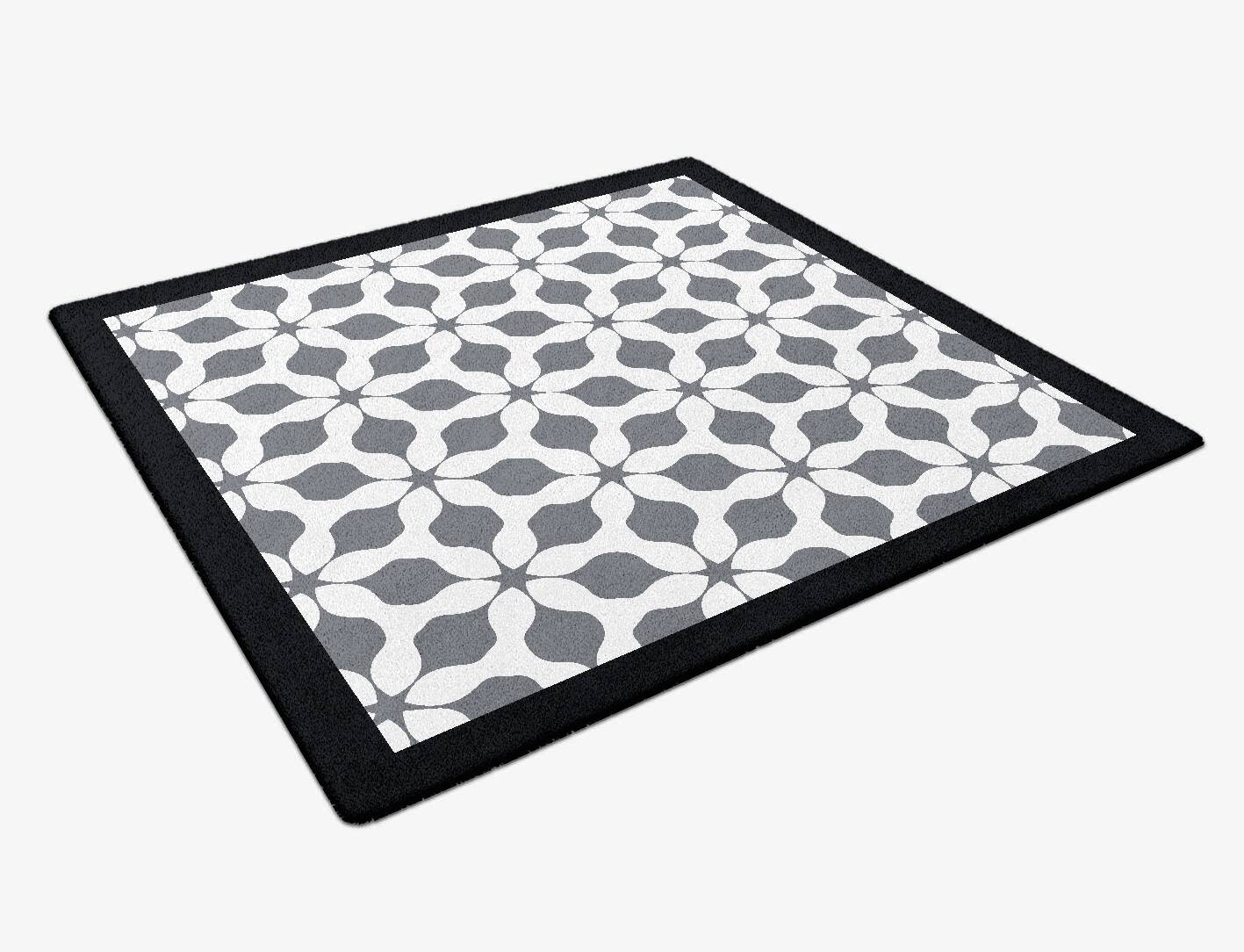 White Spinner Monochrome Square Hand Tufted Pure Wool Custom Rug by Rug Artisan