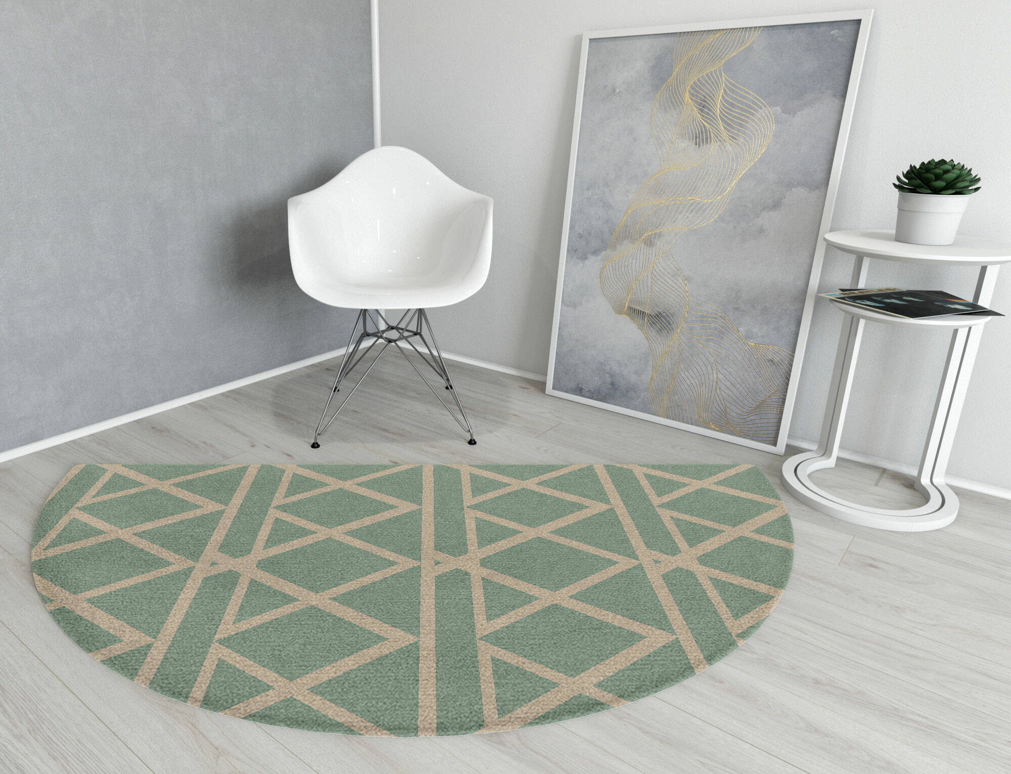 Wilkins Minimalist Halfmoon Hand Knotted Tibetan Wool Custom Rug by Rug Artisan