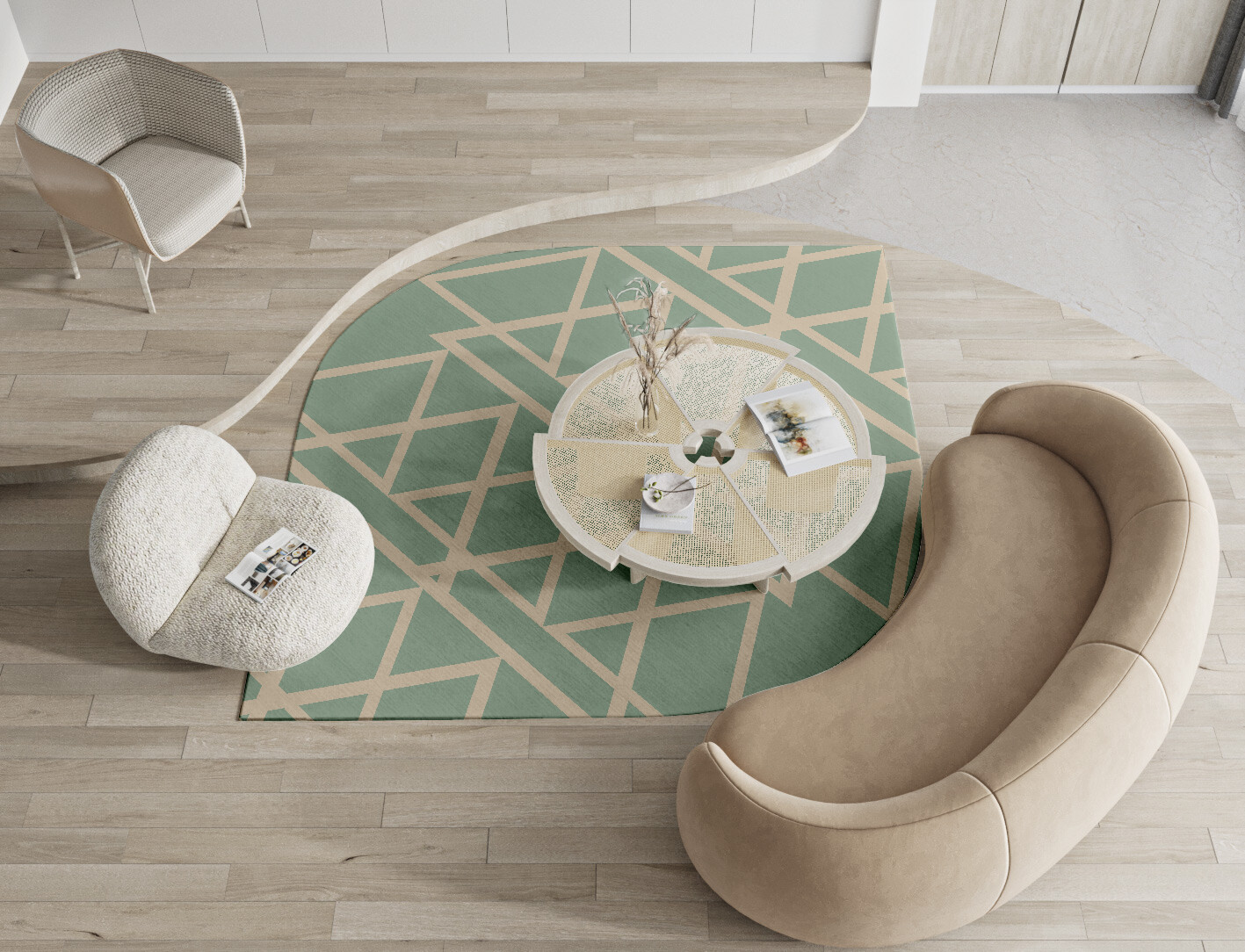 Wilkins Minimalist Ogee Hand Knotted Tibetan Wool Custom Rug by Rug Artisan