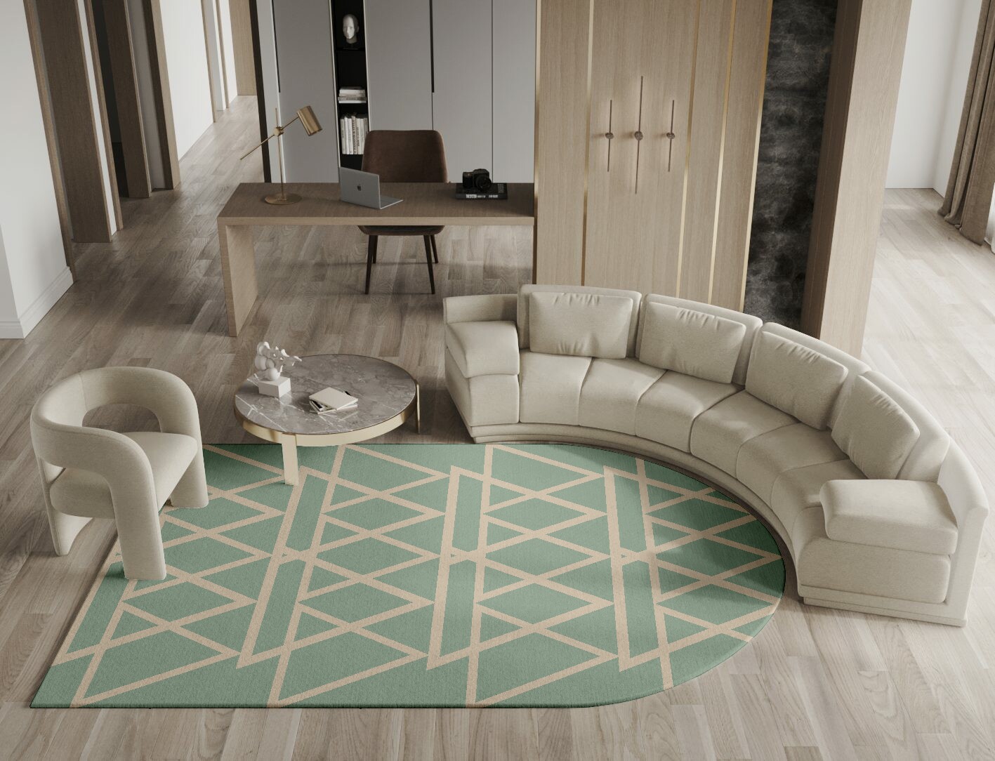 Wilkins Minimalist Arch Hand Tufted Pure Wool Custom Rug by Rug Artisan