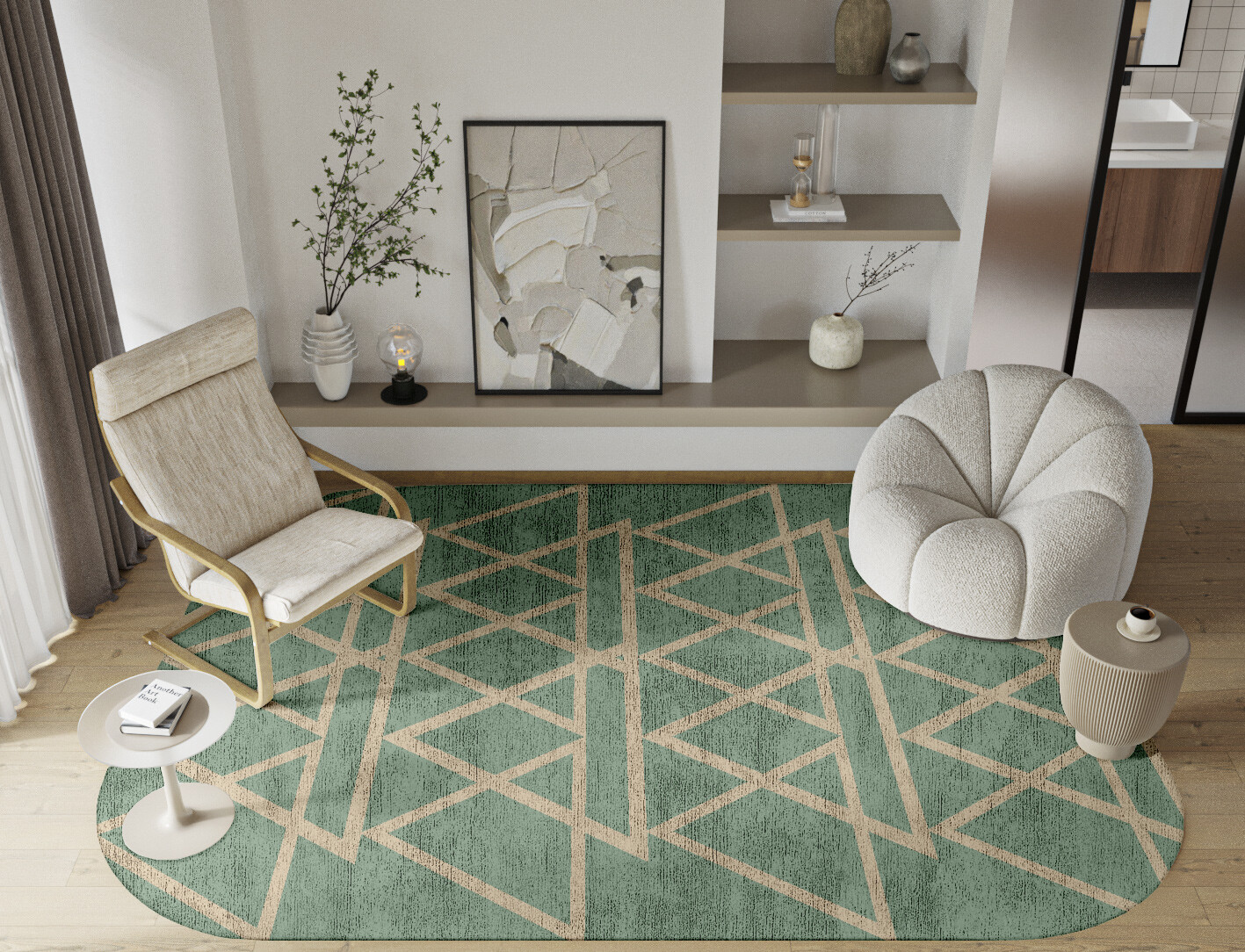 Wilkins Minimalist Oblong Hand Tufted Bamboo Silk Custom Rug by Rug Artisan
