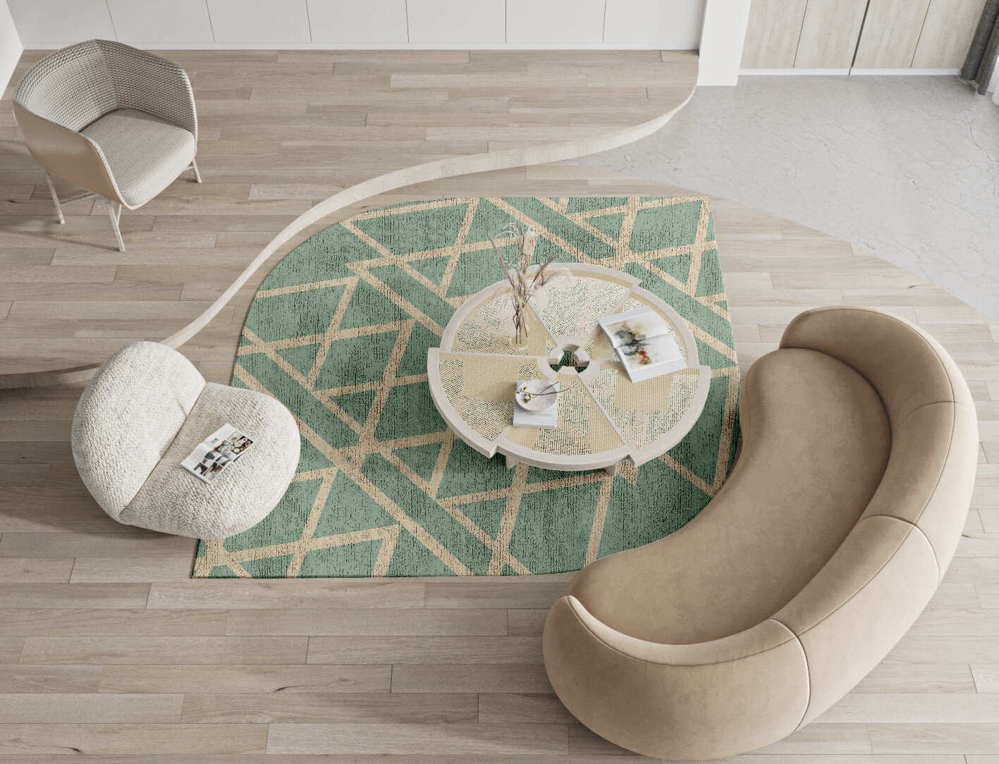 Wilkins Minimalist Ogee Hand Tufted Bamboo Silk Custom Rug by Rug Artisan