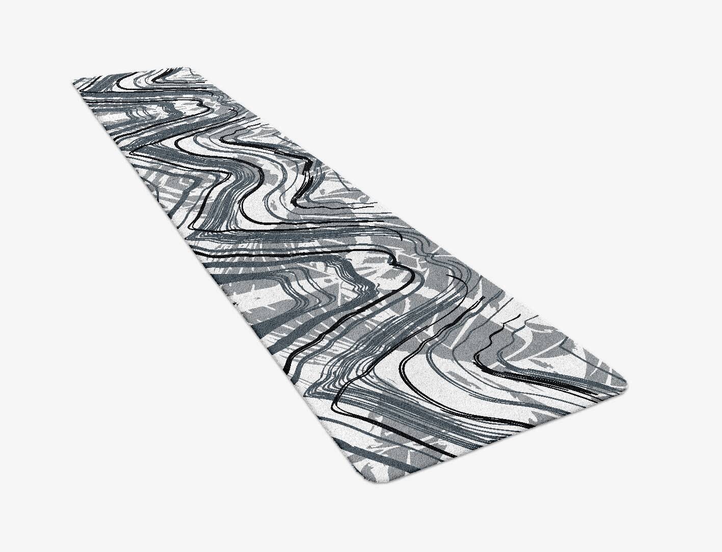 Wind Currents Monochrome Runner Hand Tufted Pure Wool Custom Rug by Rug Artisan