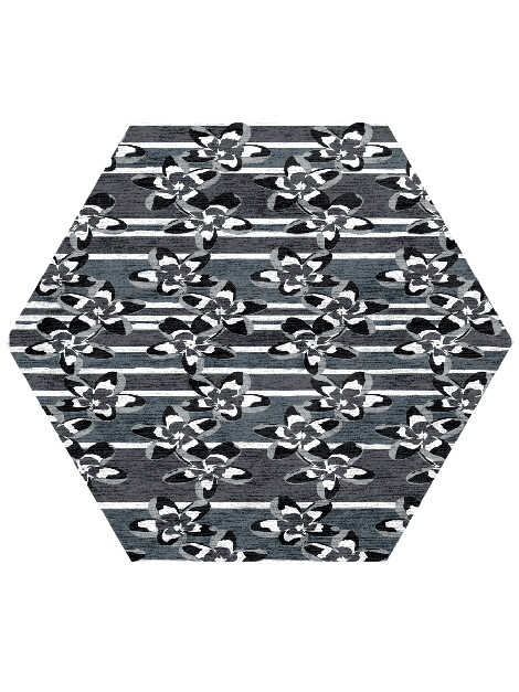 Winter Greys Monochrome Hexagon Hand Knotted Bamboo Silk Custom Rug by Rug Artisan