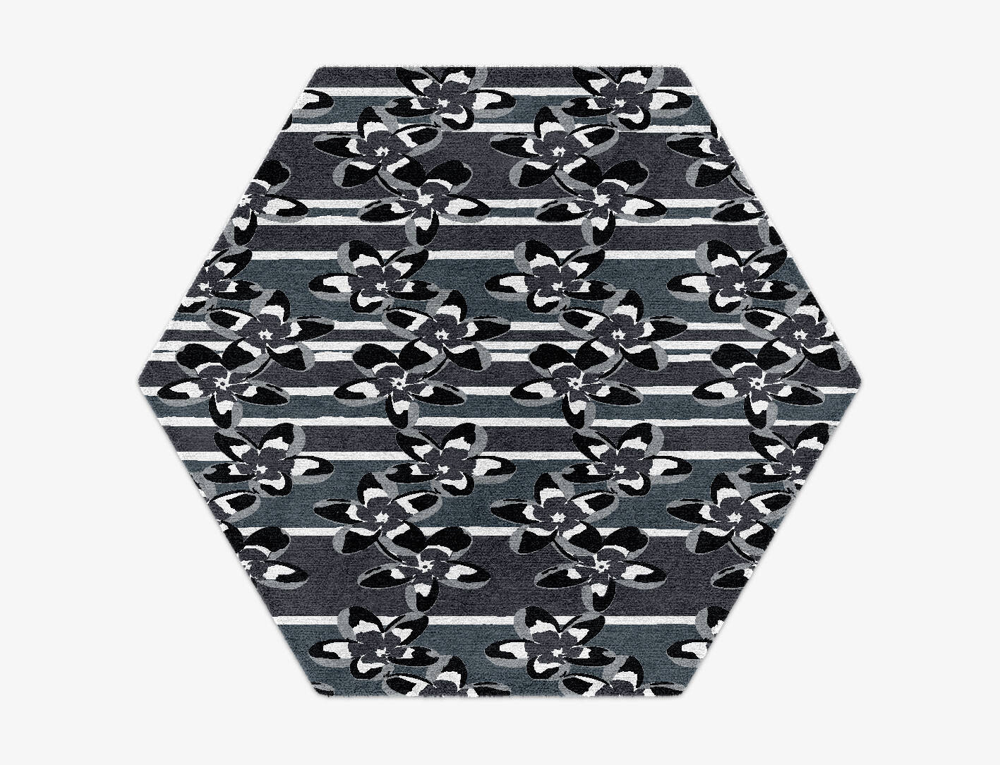 Winter Greys Monochrome Hexagon Hand Knotted Tibetan Wool Custom Rug by Rug Artisan