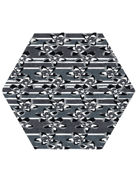 Winter Greys Monochrome Hexagon Hand Knotted Tibetan Wool Custom Rug by Rug Artisan