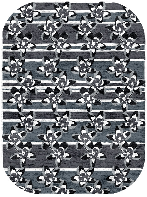 Winter Greys Monochrome Oblong Hand Knotted Bamboo Silk Custom Rug by Rug Artisan