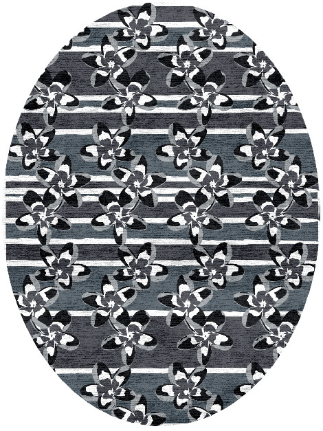 Winter Greys Monochrome Oval Hand Knotted Bamboo Silk Custom Rug by Rug Artisan