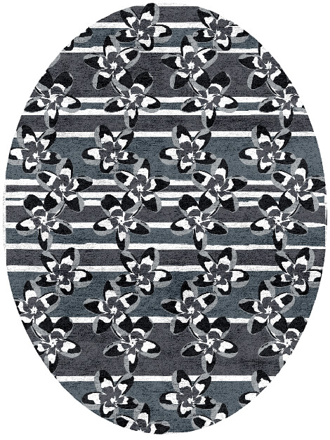 Winter Greys Monochrome Oval Hand Tufted Bamboo Silk Custom Rug by Rug Artisan