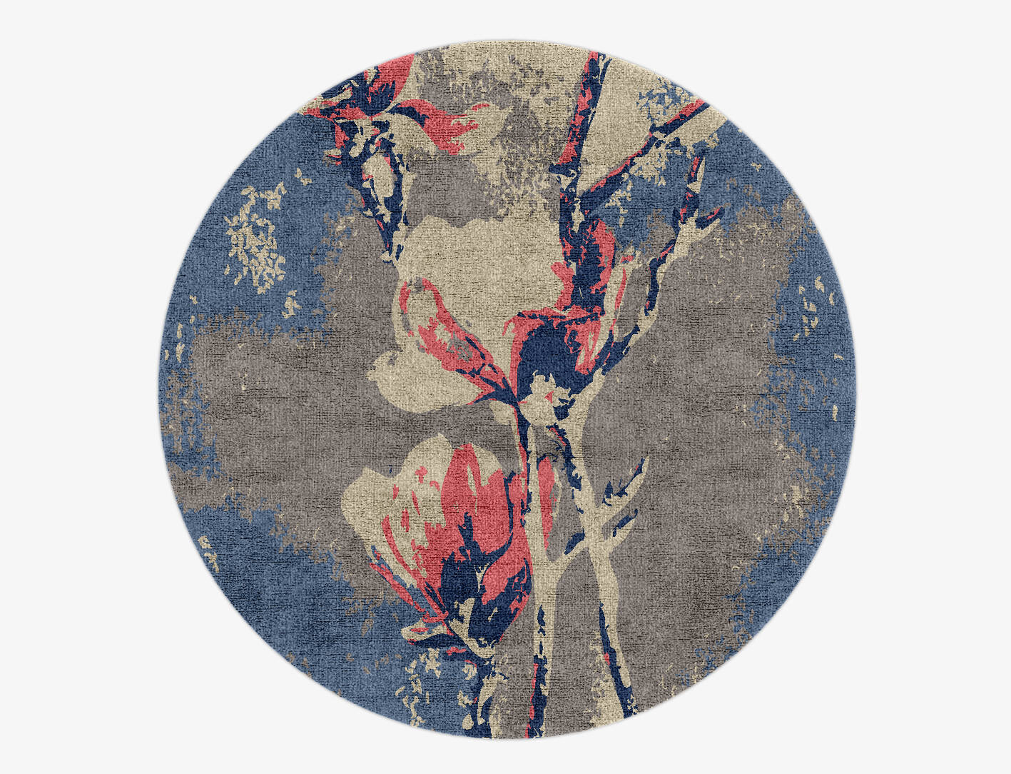 Withy Floral Round Hand Knotted Bamboo Silk Custom Rug by Rug Artisan
