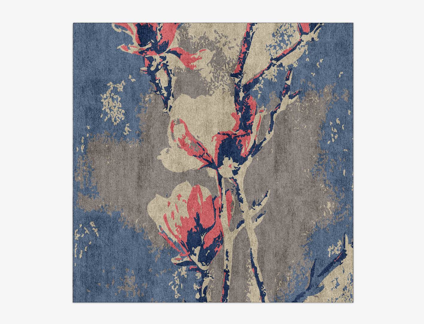 Withy Floral Square Hand Knotted Bamboo Silk Custom Rug by Rug Artisan