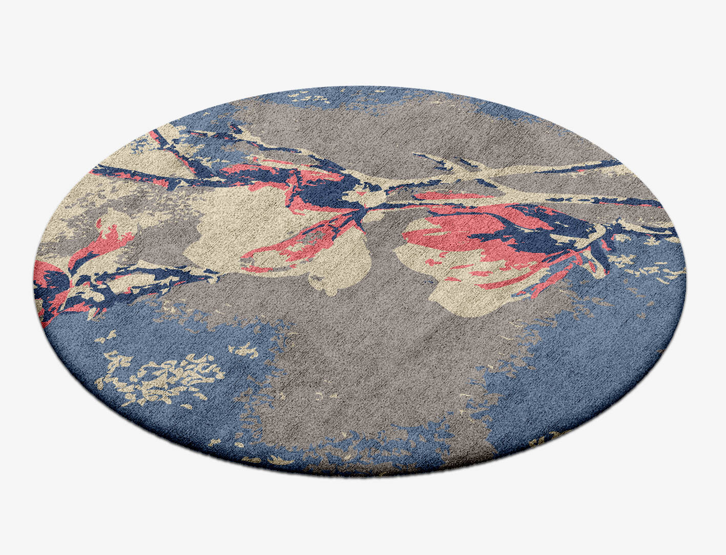 Withy Floral Round Hand Tufted Bamboo Silk Custom Rug by Rug Artisan
