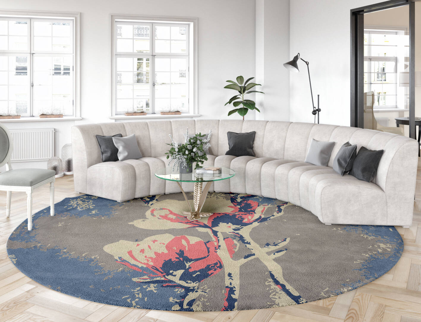 Withy Floral Round Hand Tufted Pure Wool Custom Rug by Rug Artisan