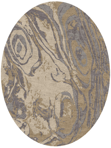 Wood Log Surface Art Oval Hand Knotted Tibetan Wool Custom Rug by Rug Artisan