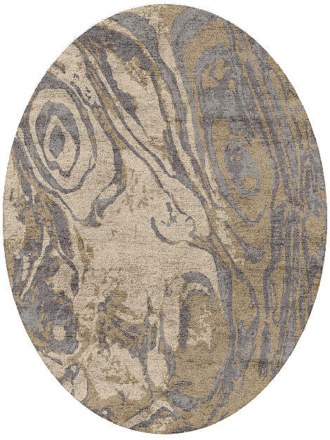 Wood Log Surface Art Oval Hand Tufted Bamboo Silk Custom Rug by Rug Artisan