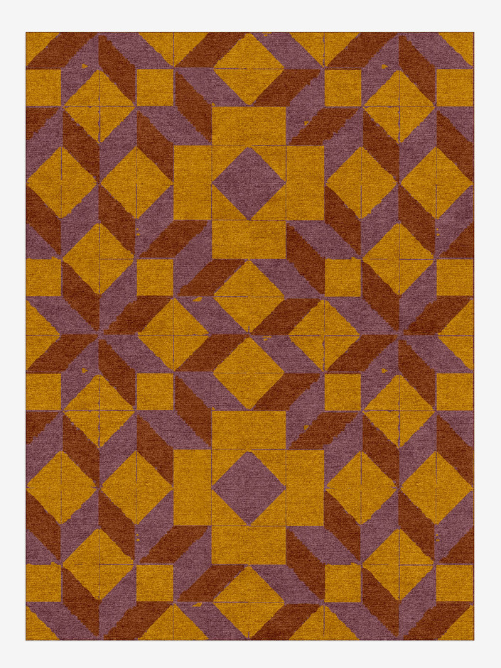 Woodcut Modern Geometrics Rectangle Hand Knotted Tibetan Wool Custom Rug by Rug Artisan