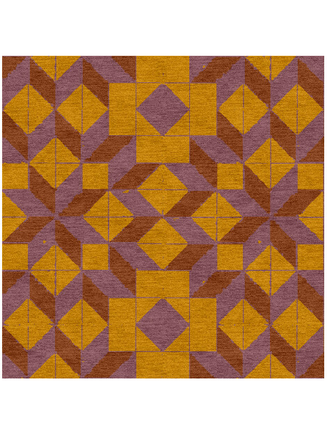 Woodcut Modern Geometrics Square Hand Knotted Tibetan Wool Custom Rug by Rug Artisan