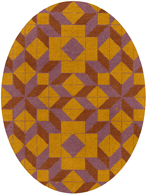 Woodcut Modern Geometrics Oval Hand Tufted Pure Wool Custom Rug by Rug Artisan