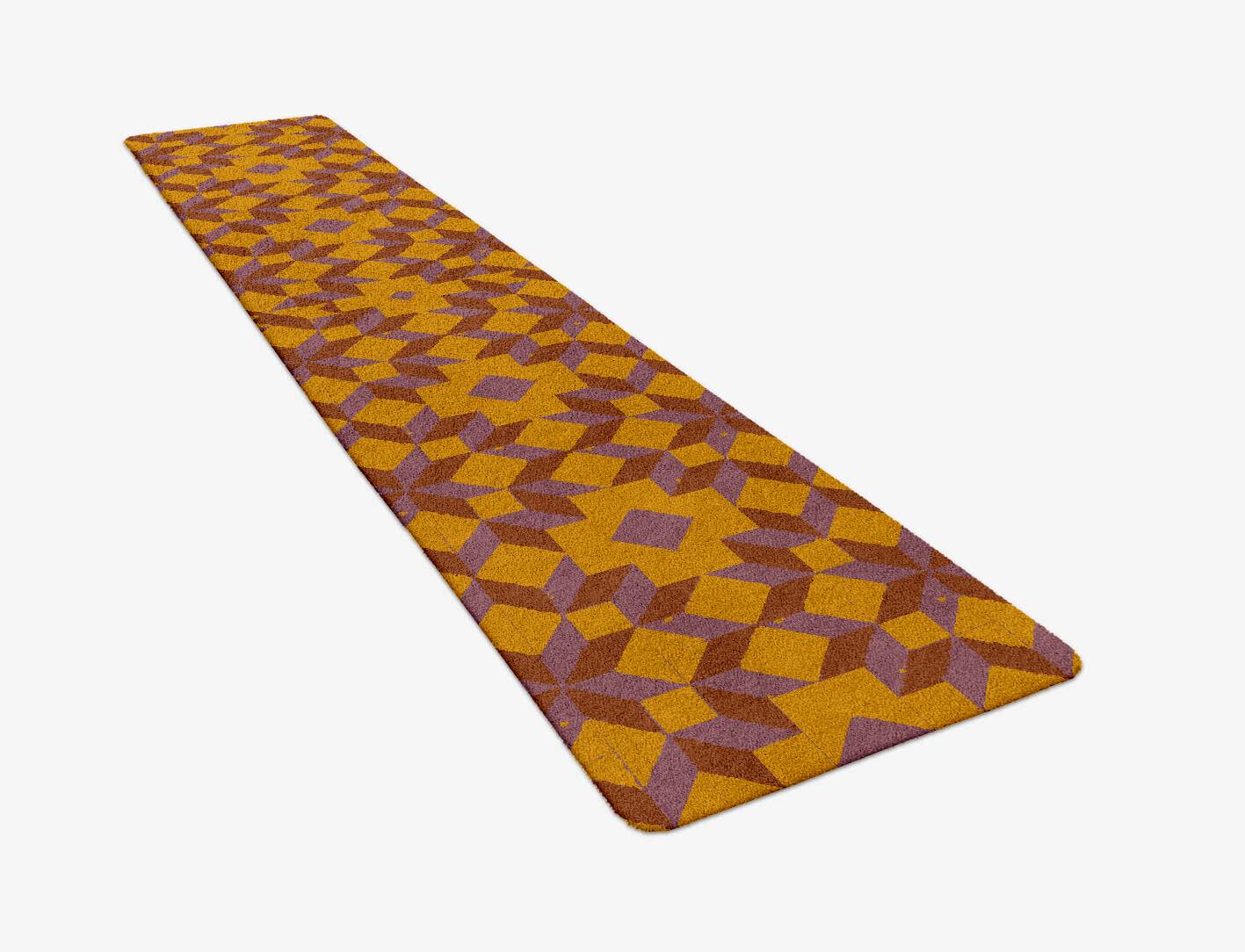 Woodcut Modern Geometrics Runner Hand Tufted Pure Wool Custom Rug by Rug Artisan