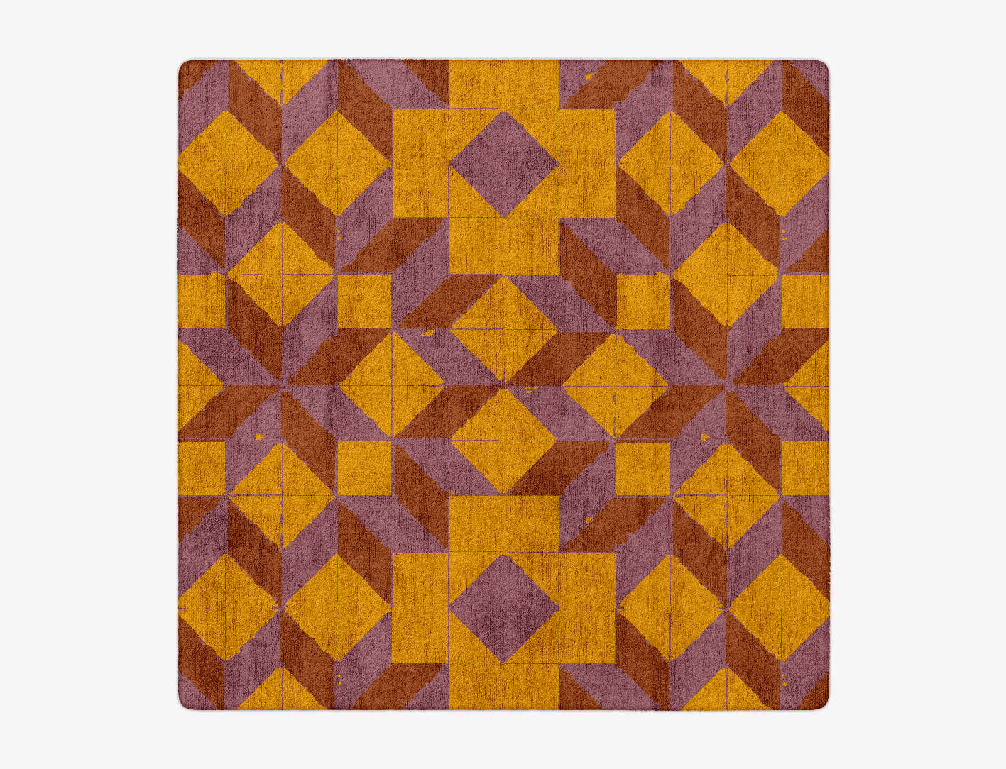 Woodcut Modern Geometrics Square Hand Tufted Bamboo Silk Custom Rug by Rug Artisan