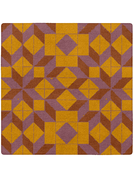 Woodcut Modern Geometrics Square Hand Tufted Pure Wool Custom Rug by Rug Artisan