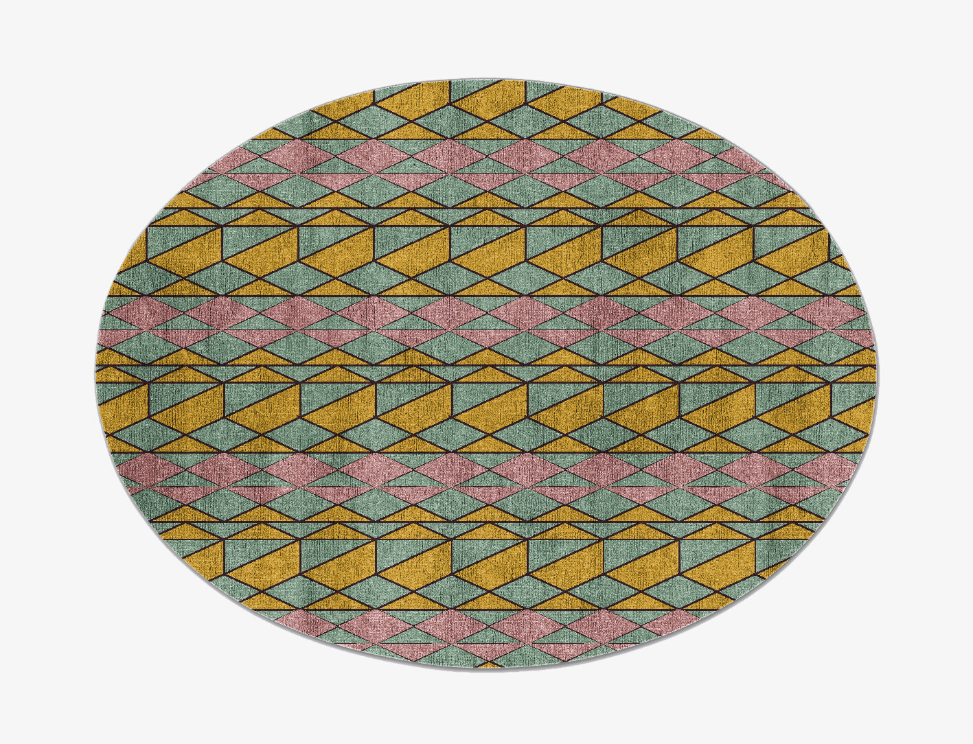 Wren Geometric Oval Flatweave Bamboo Silk Custom Rug by Rug Artisan