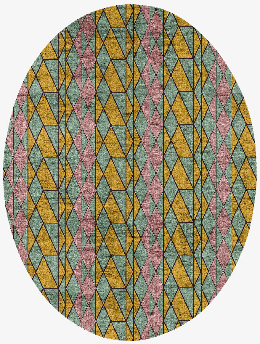 Wren Geometric Oval Flatweave Bamboo Silk Custom Rug by Rug Artisan