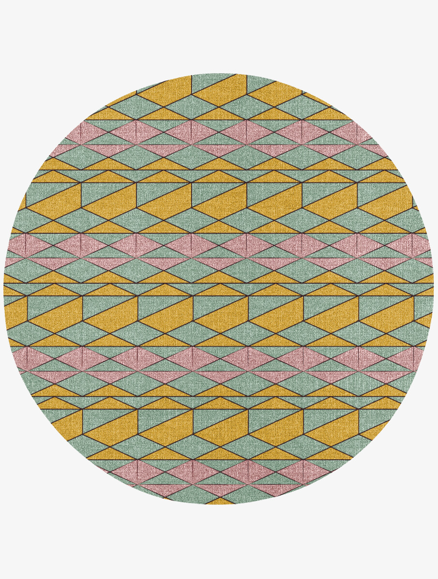 Wren Geometric Round Flatweave New Zealand Wool Custom Rug by Rug Artisan