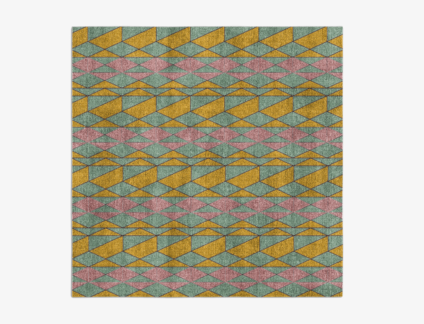 Wren Geometric Square Flatweave Bamboo Silk Custom Rug by Rug Artisan