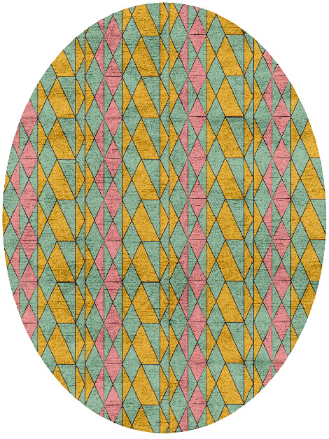 Wren Geometric Oval Hand Tufted Bamboo Silk Custom Rug by Rug Artisan