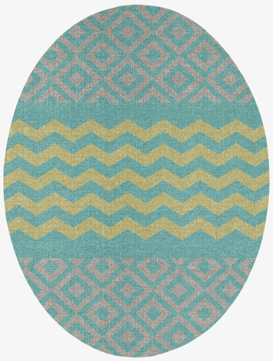 Writh Geometric Oval Flatweave New Zealand Wool Custom Rug by Rug Artisan
