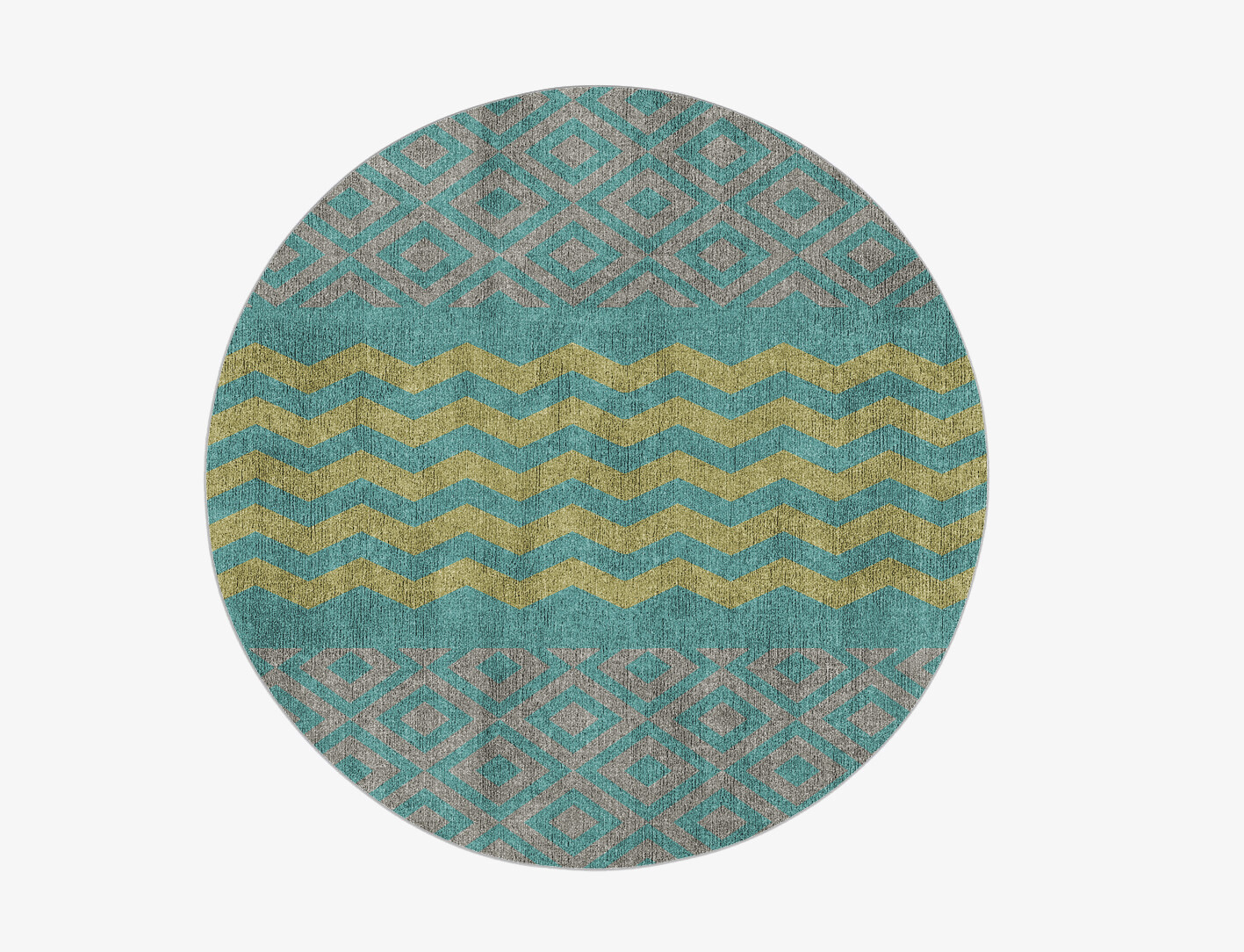 Writh Geometric Round Flatweave Bamboo Silk Custom Rug by Rug Artisan