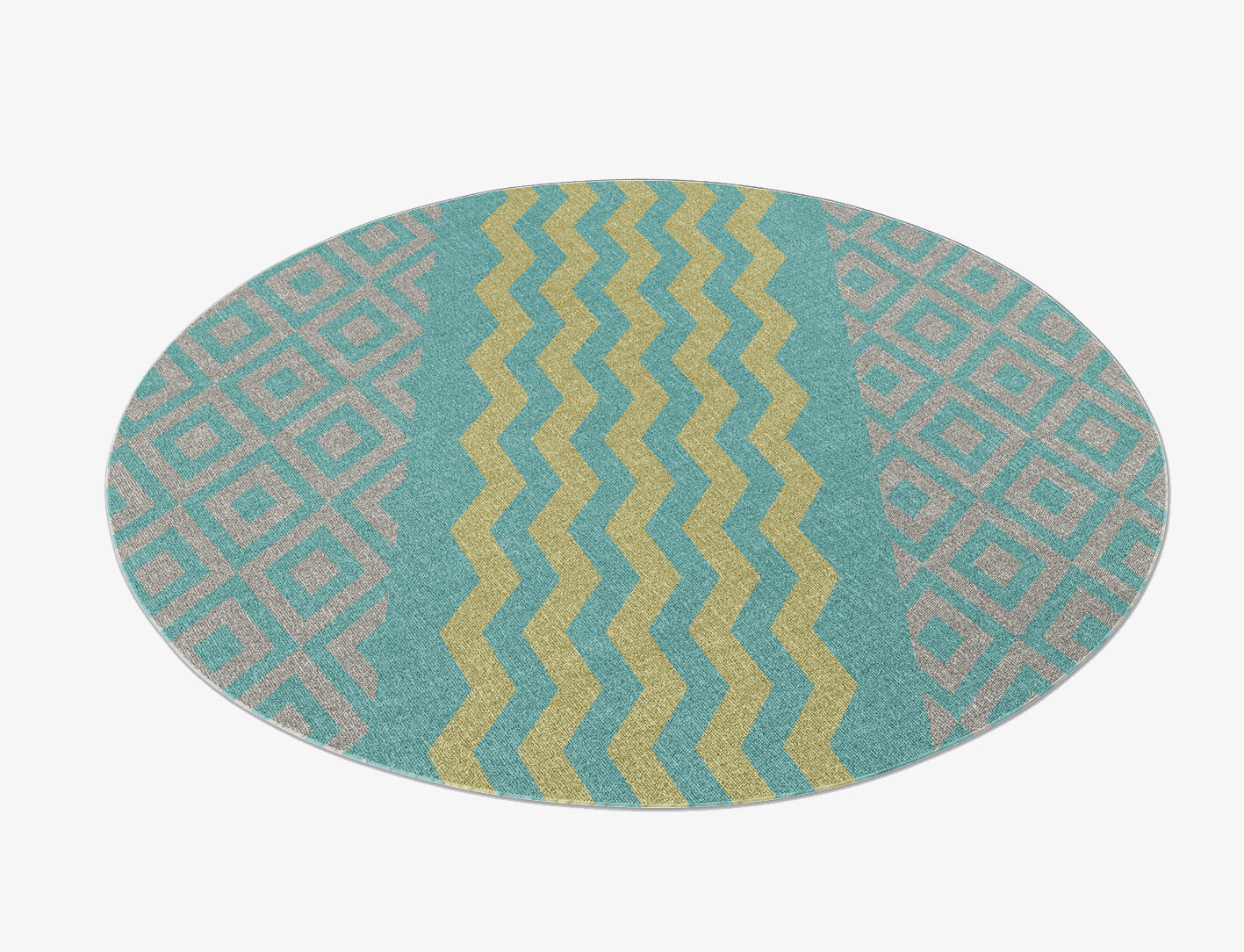 Writh Geometric Round Outdoor Recycled Yarn Custom Rug by Rug Artisan