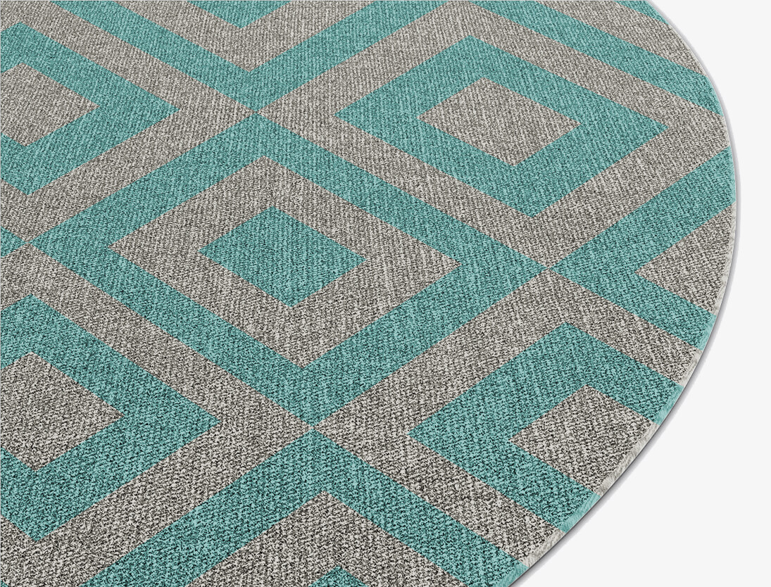 Writh Geometric Round Outdoor Recycled Yarn Custom Rug by Rug Artisan