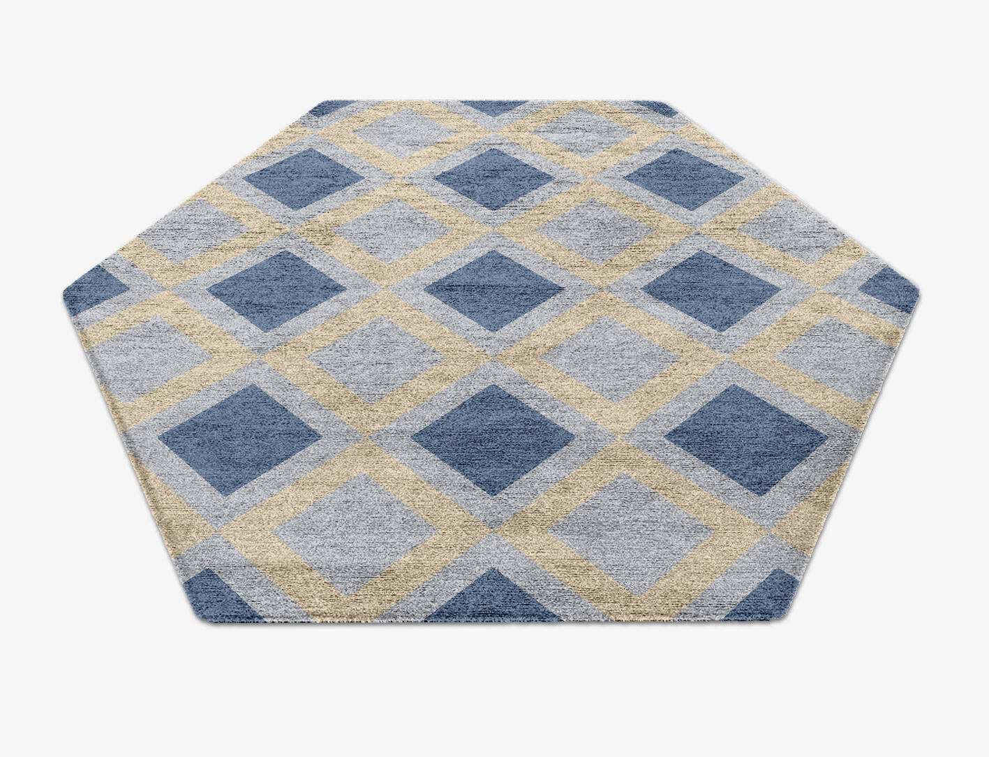 Xanadu Cerulean Hexagon Hand Knotted Bamboo Silk Custom Rug by Rug Artisan