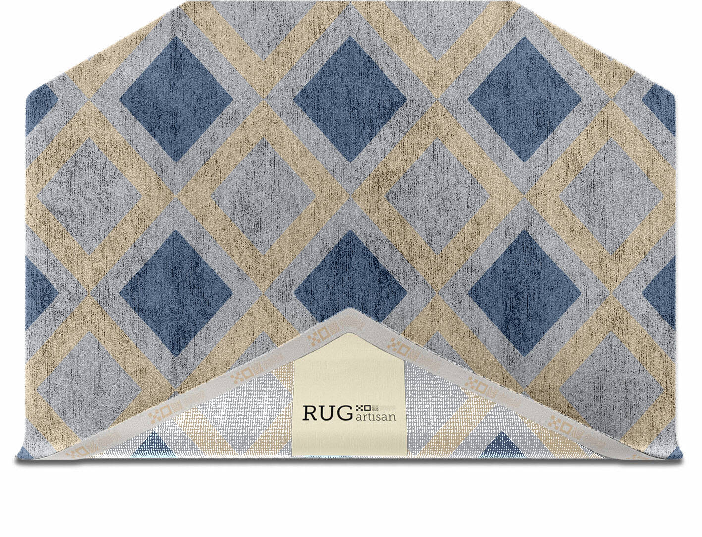 Xanadu Cerulean Hexagon Hand Knotted Bamboo Silk Custom Rug by Rug Artisan