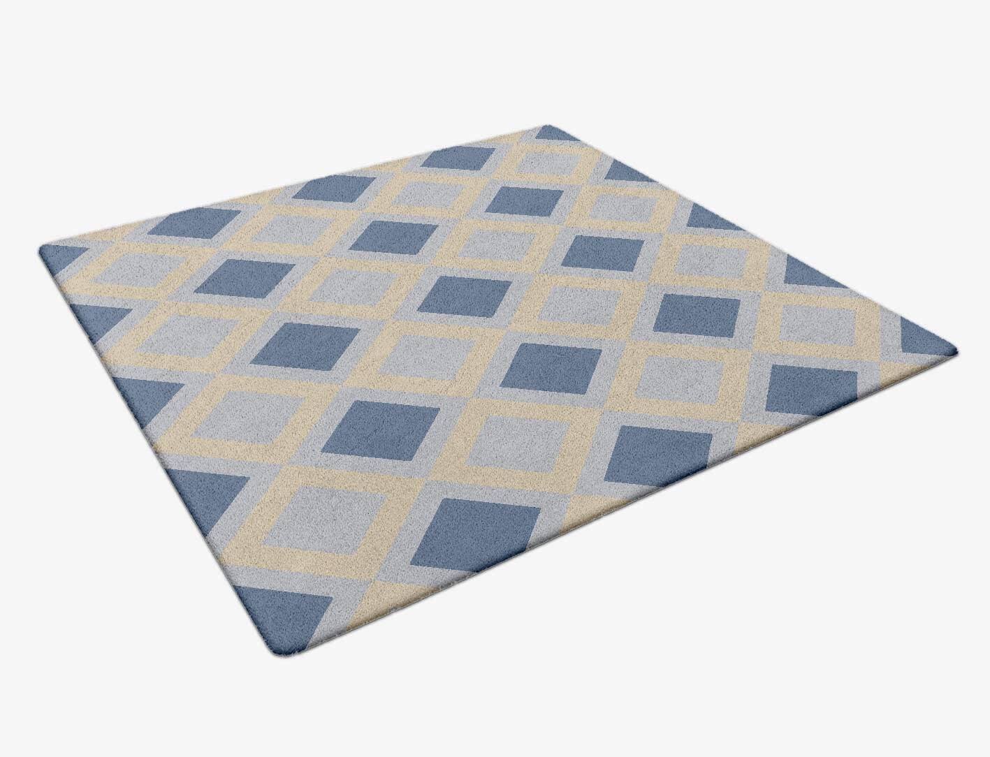 Xanadu Cerulean Square Hand Tufted Pure Wool Custom Rug by Rug Artisan