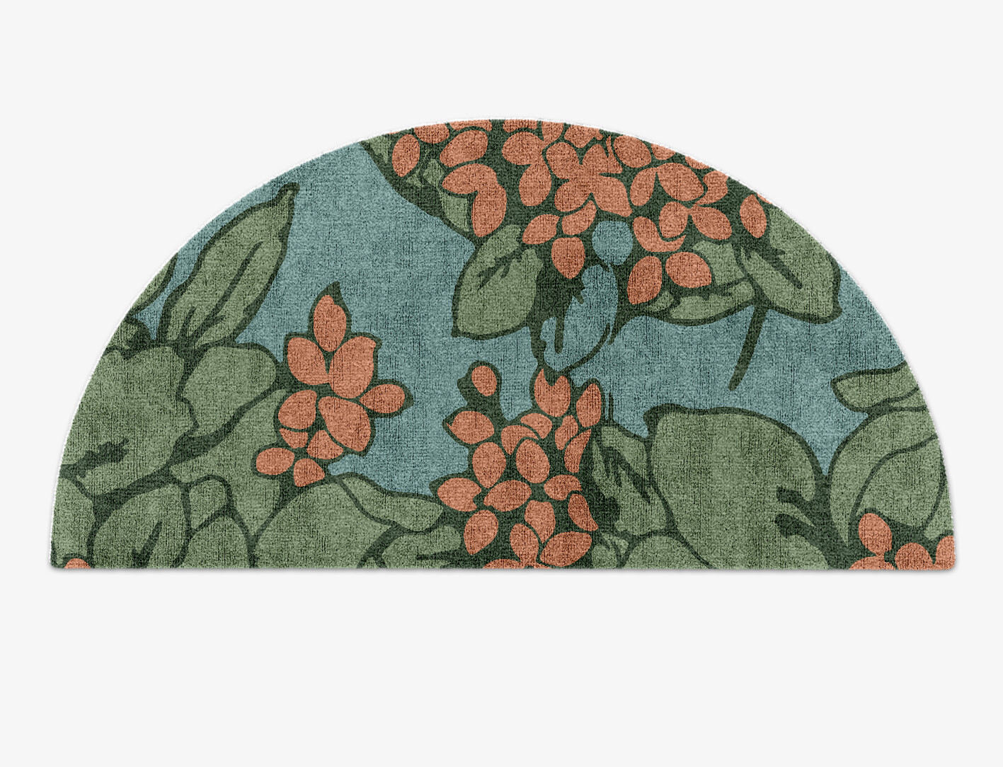 Yarrow Field of Flowers Halfmoon Hand Knotted Bamboo Silk Custom Rug by Rug Artisan