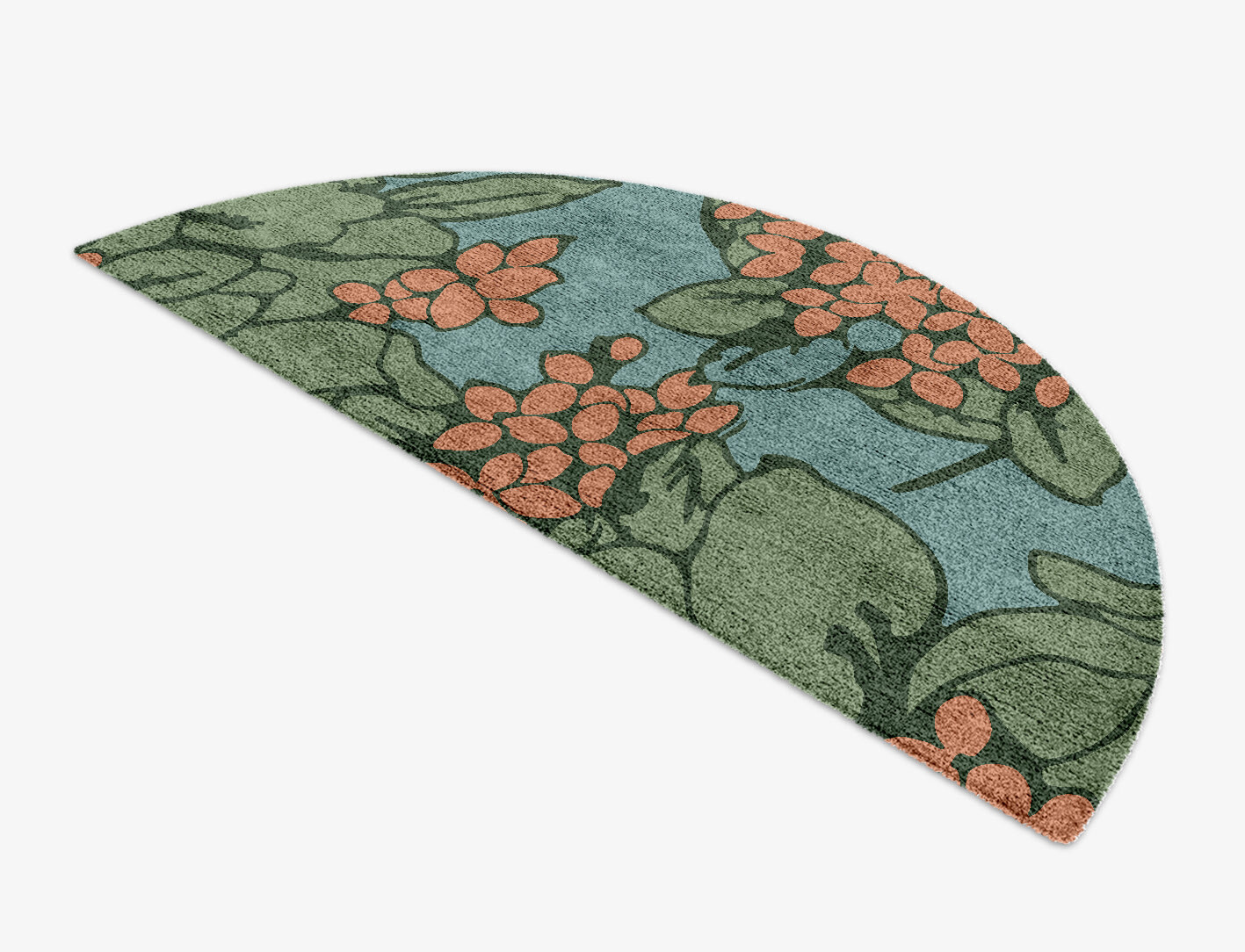 Yarrow Field of Flowers Halfmoon Hand Knotted Bamboo Silk Custom Rug by Rug Artisan