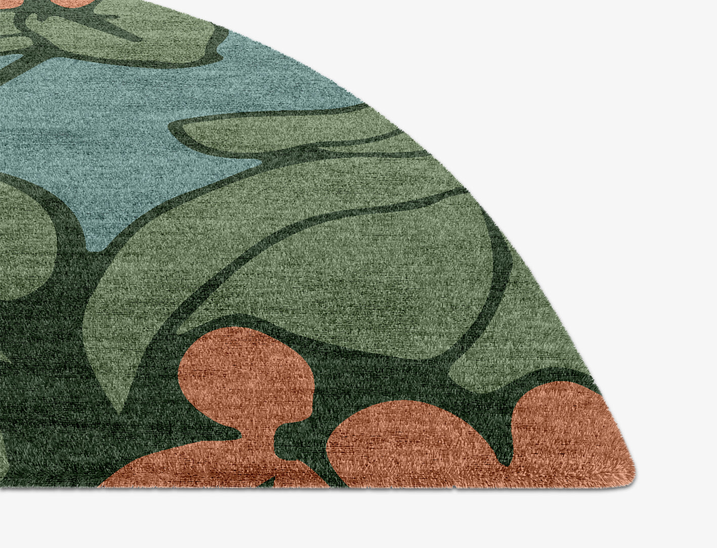 Yarrow Field of Flowers Halfmoon Hand Knotted Bamboo Silk Custom Rug by Rug Artisan