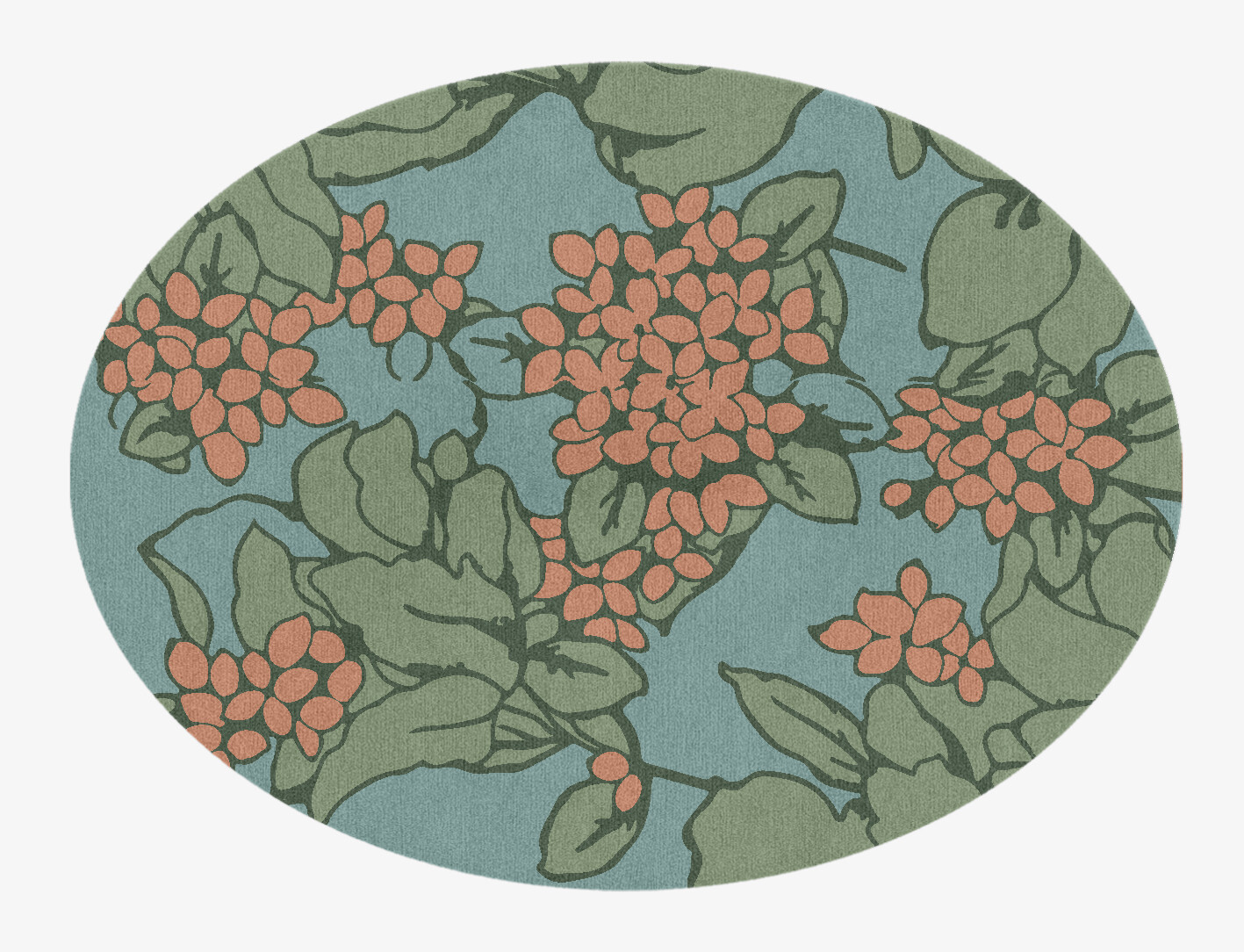 Yarrow Field of Flowers Oval Hand Knotted Tibetan Wool Custom Rug by Rug Artisan