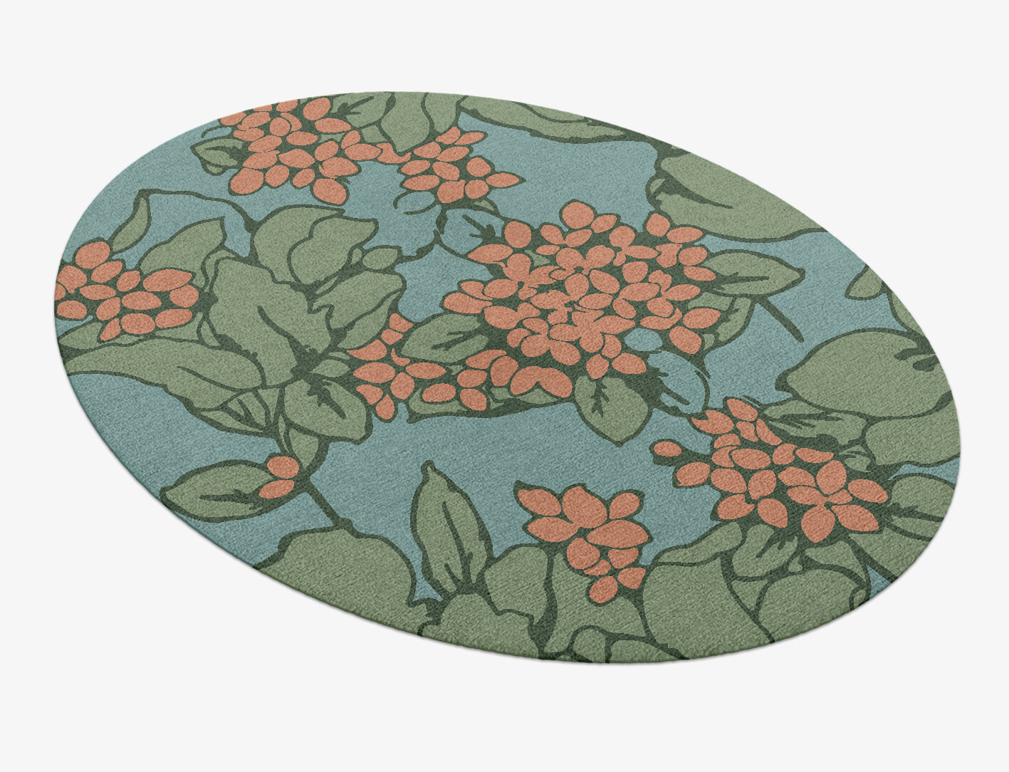 Yarrow Field of Flowers Oval Hand Knotted Tibetan Wool Custom Rug by Rug Artisan