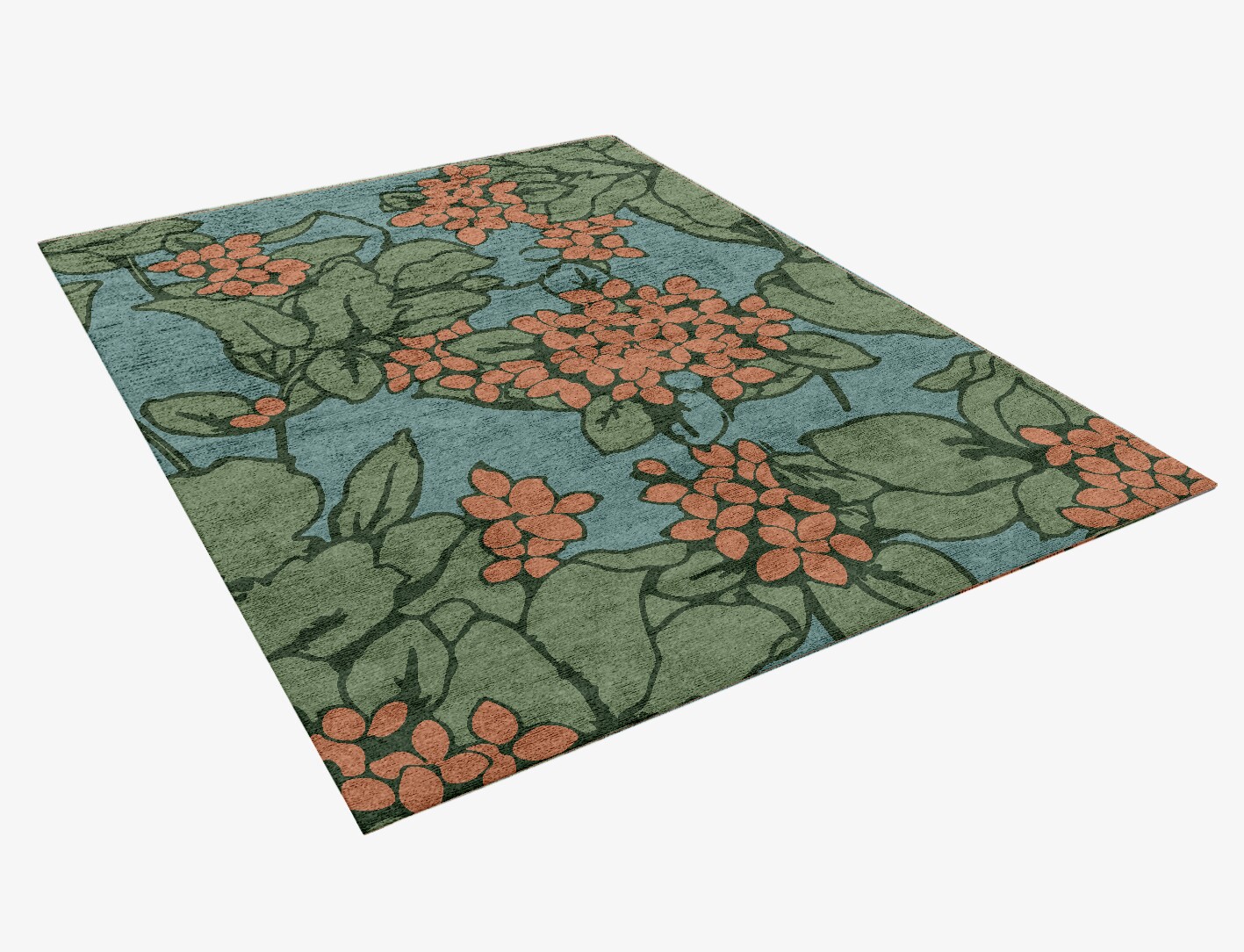 Yarrow Field of Flowers Rectangle Hand Knotted Bamboo Silk Custom Rug by Rug Artisan
