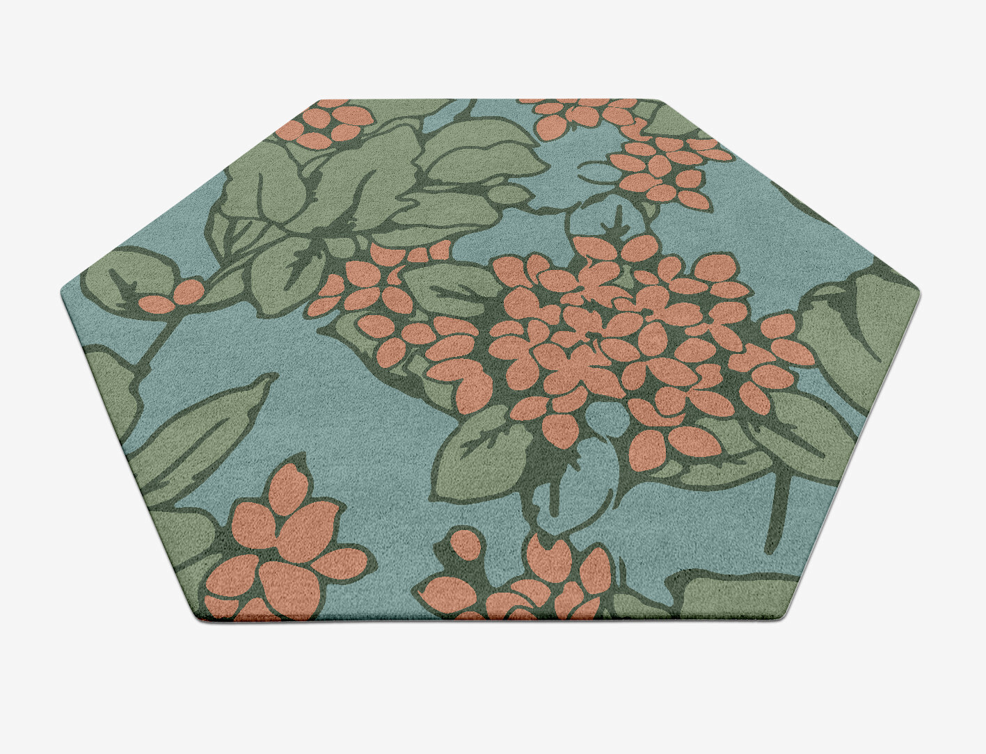 Yarrow Field of Flowers Hexagon Hand Tufted Pure Wool Custom Rug by Rug Artisan