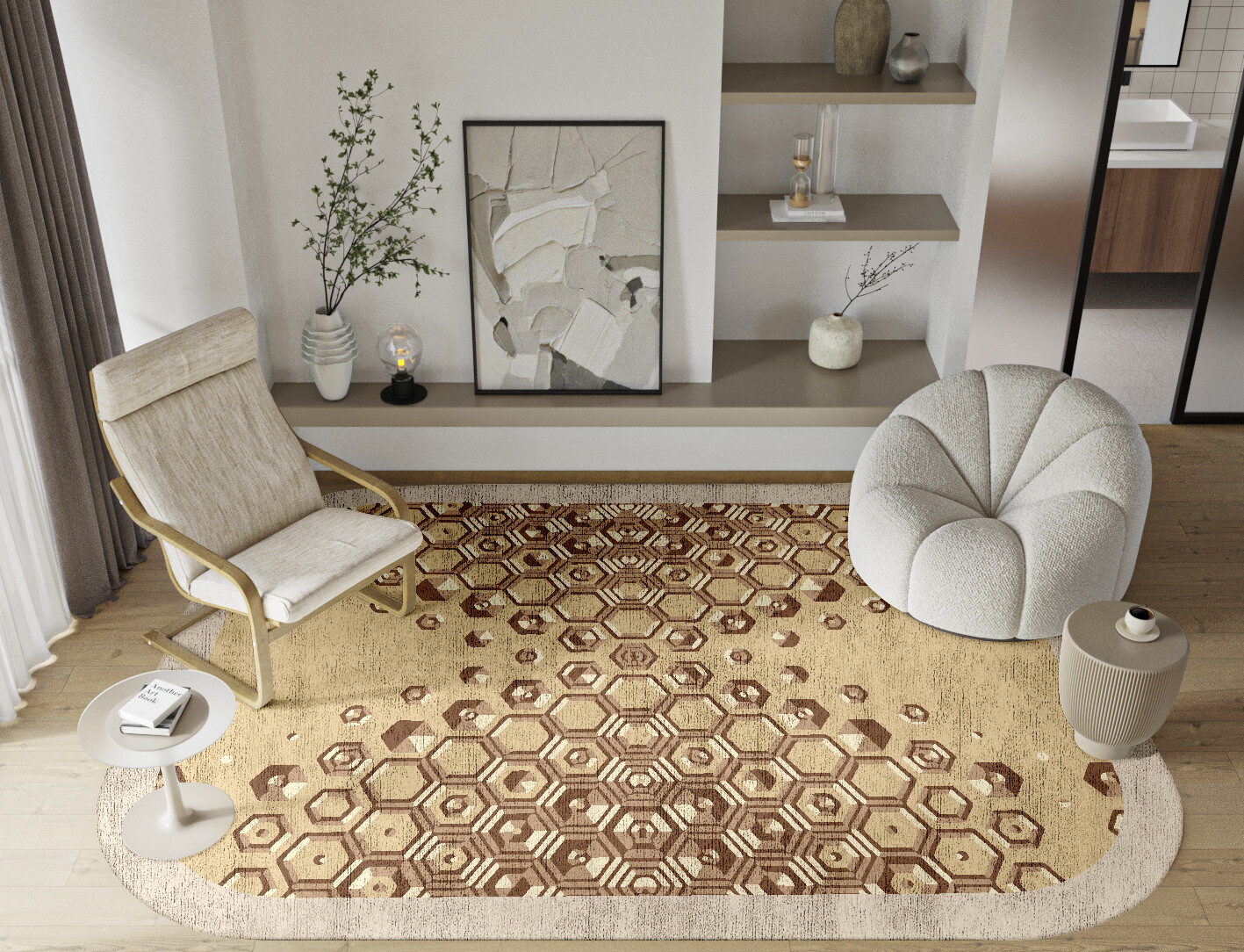 Yoso Origami Oblong Hand Tufted Bamboo Silk Custom Rug by Rug Artisan