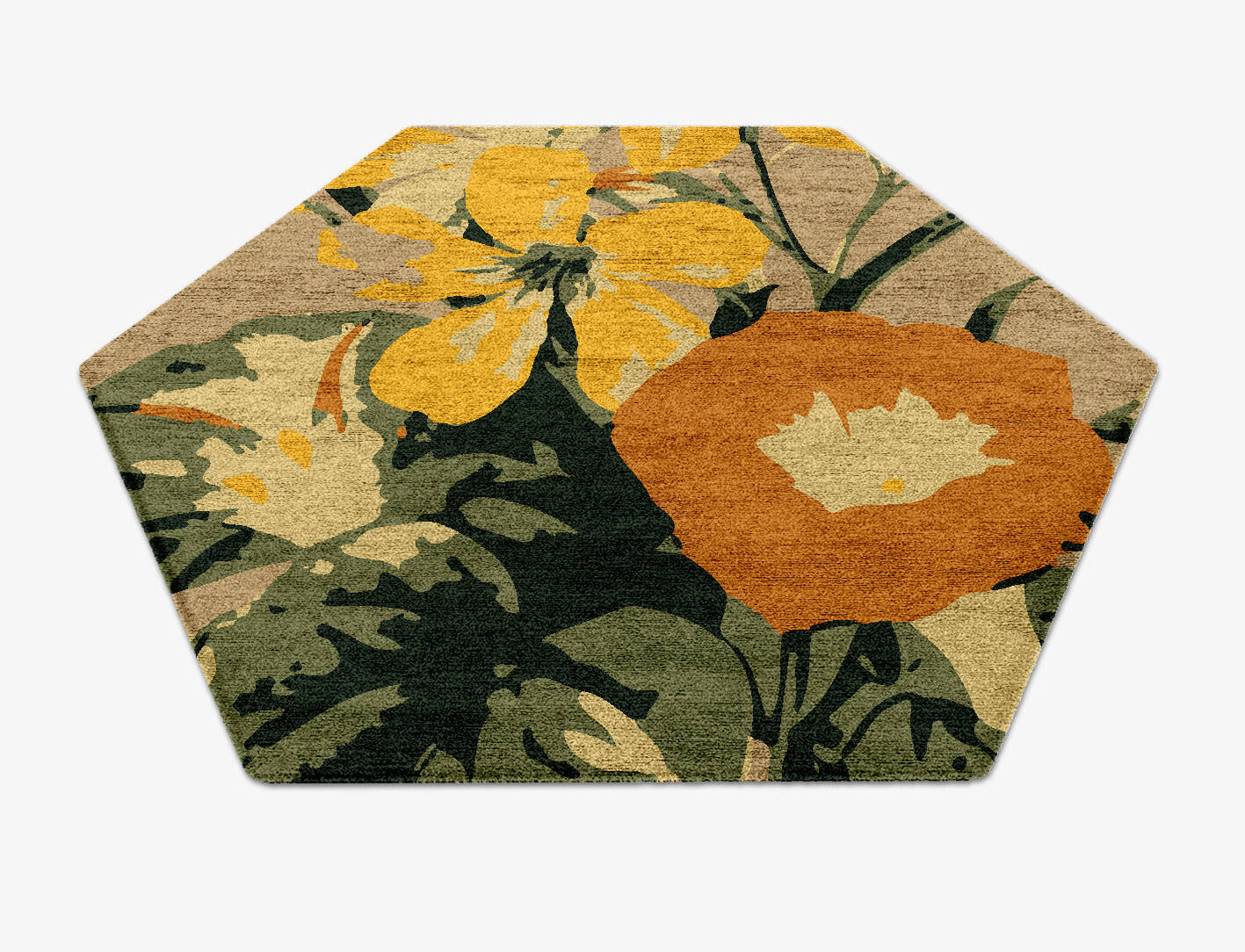 Zaara Floral Hexagon Hand Knotted Bamboo Silk Custom Rug by Rug Artisan