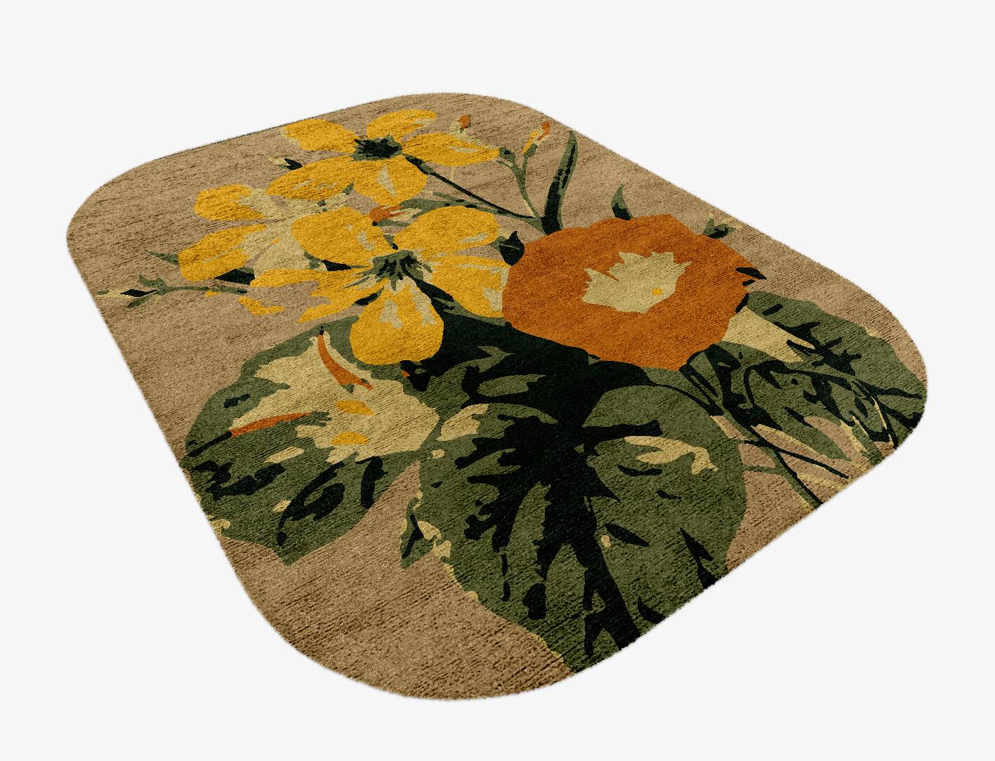 Zaara Floral Oblong Hand Knotted Bamboo Silk Custom Rug by Rug Artisan