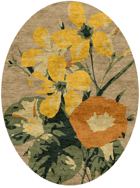 Zaara Floral Oval Hand Knotted Bamboo Silk Custom Rug by Rug Artisan