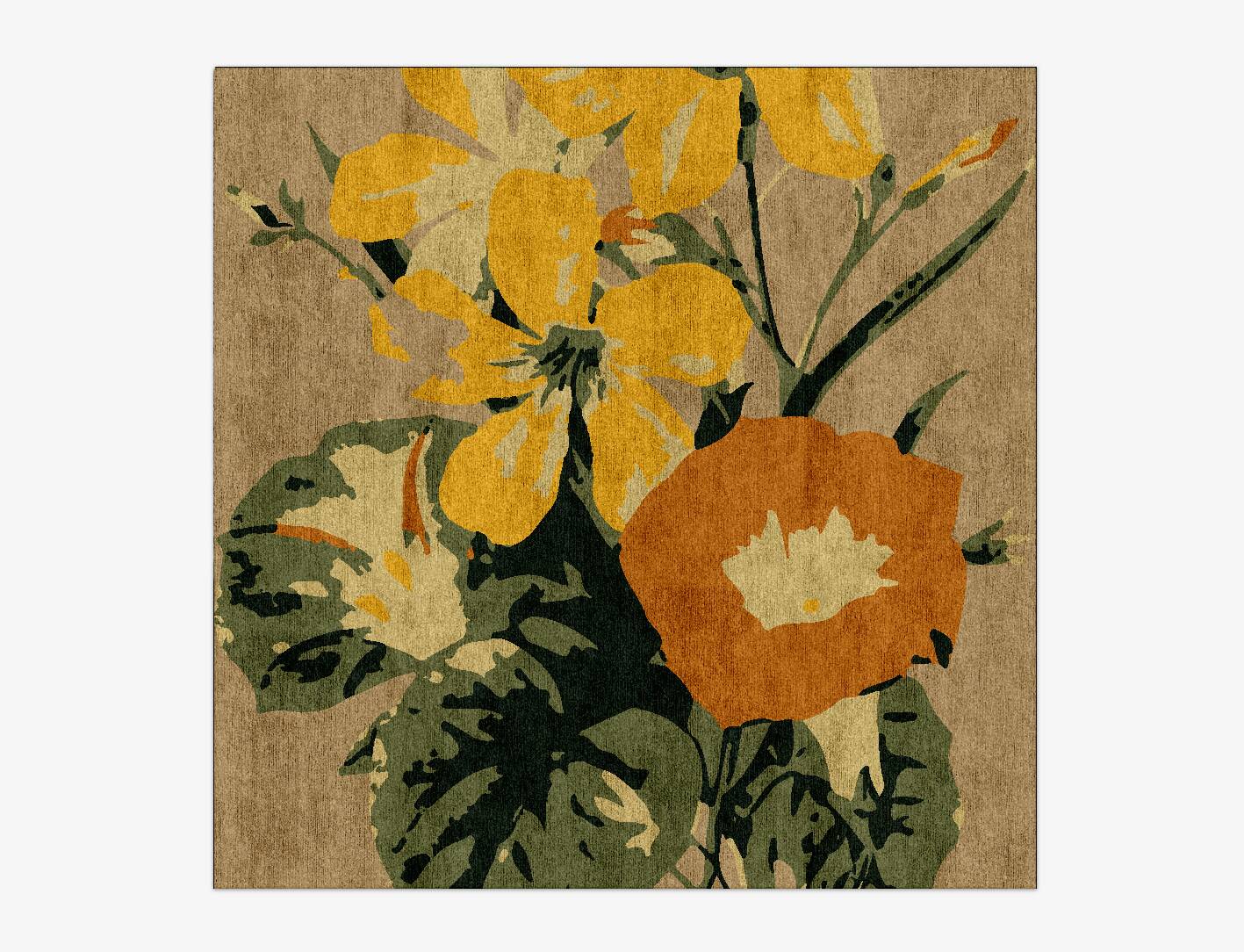 Zaara Floral Square Hand Knotted Bamboo Silk Custom Rug by Rug Artisan