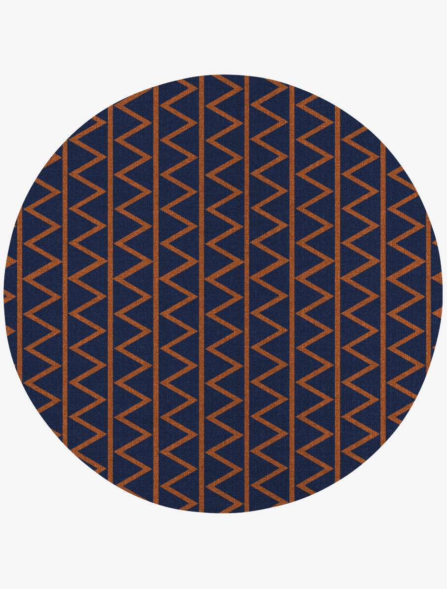 Zag Geometric Round Flatweave New Zealand Wool Custom Rug by Rug Artisan